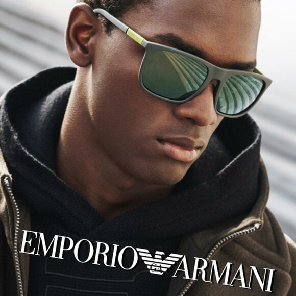 Emporio Armani EA4133 57536R Sunglasses Rubber/Green Square Frame, Green Lenses - Picture 2 of 10